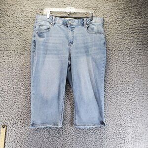 Cato Jeans Womens 16W Light Blue Hi-Rise Cropped Stretch Cotton Blend